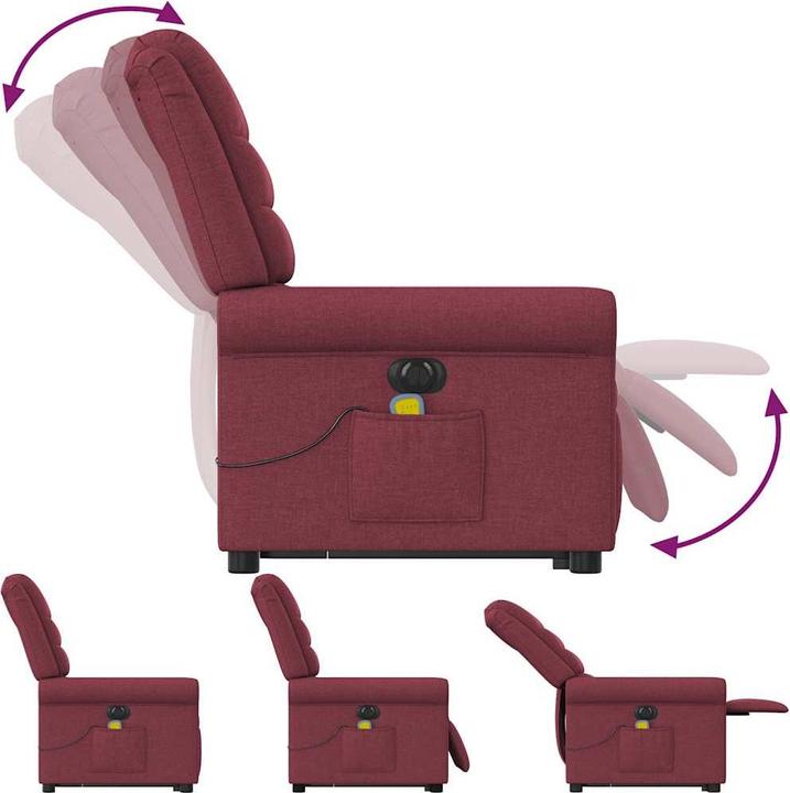 Actual product image VidaXL Electric massage chair with stand-up aid wine red fabric