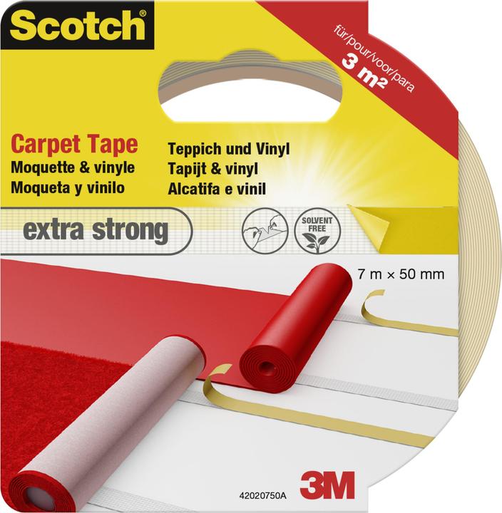 3M Scotch Carpet Tape, extra strong 50 mm x 7 m, White (50 mm)