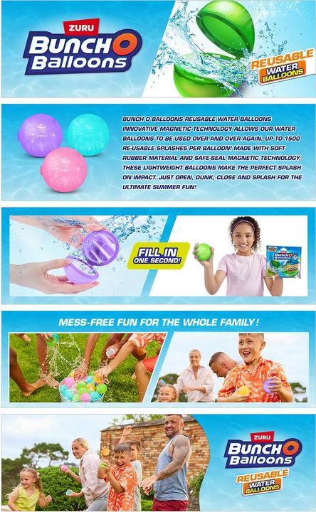 Actual product image Zuru Bunch O Balloons Reusable Water Balloons 3pack ass. (3 x)