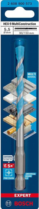 Actual product image Bosch Professional Zubehör EXPERT HEX-9 MultiConstruction drill, 5.5 x 90 x 150 mm (5.50 millimetres)