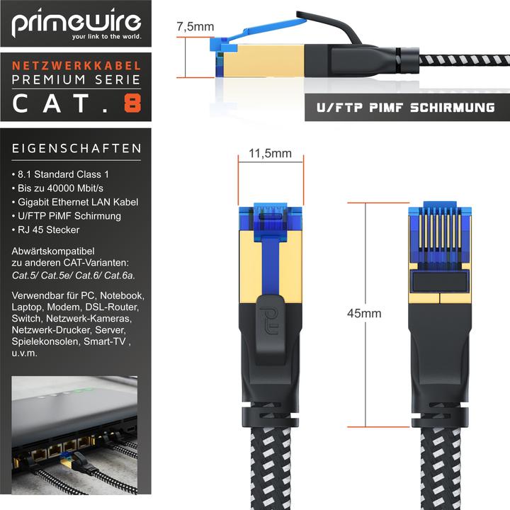 Produktbild Primewire Netzwerkkabel (U/FTP, CAT8.1, 5 m)