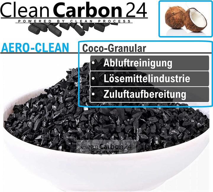 Actual product image Clean Carbon 24 5 litres of activated carbon granules made from coconut shells