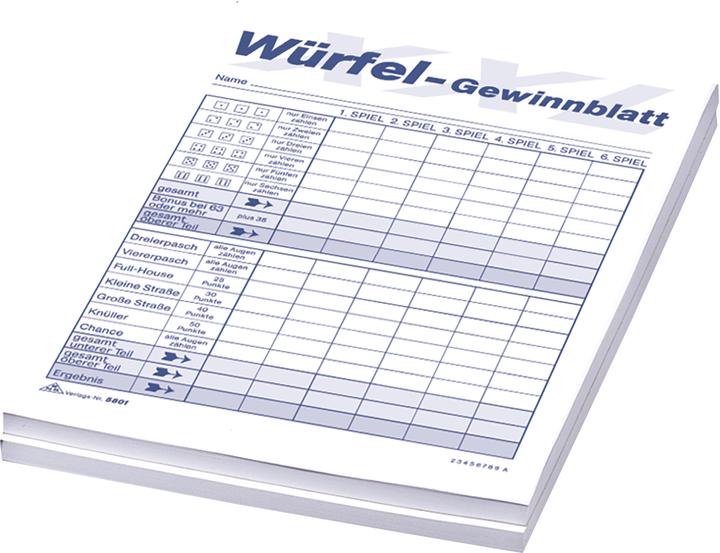 Produktbild Rnk 5801 - Würfelspiel-Block DIN A5, 2 Block je 85 Blatt für 1.020 Spiele