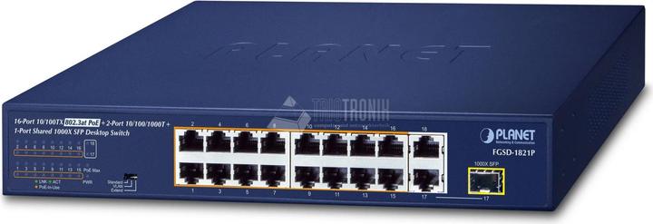 Produktbild Planet 16-Port 10/100TX 802.3at PoE (18 Ports)