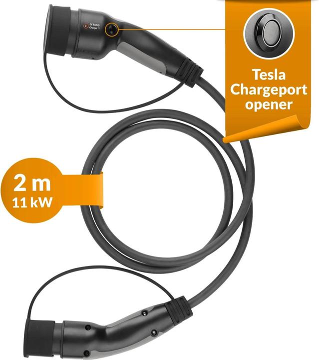 Actual product image Ev Buddy Charge 11 Tesla Edition - 11kW 2m (Type 2, 11 kW, 16 A, 2 m)