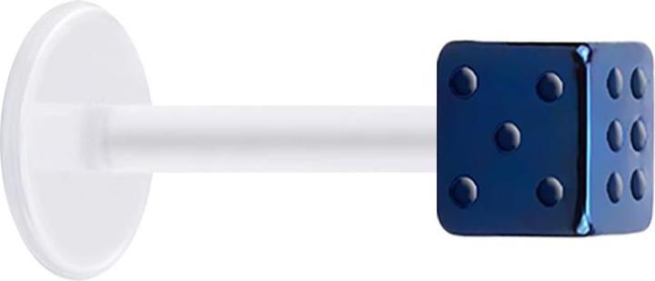 Immagine prodotto Star Piercing Micro Labret trasparente con cubo blu scuro (Bioflex, senza ottone, Acciaio chirurgico 316L)