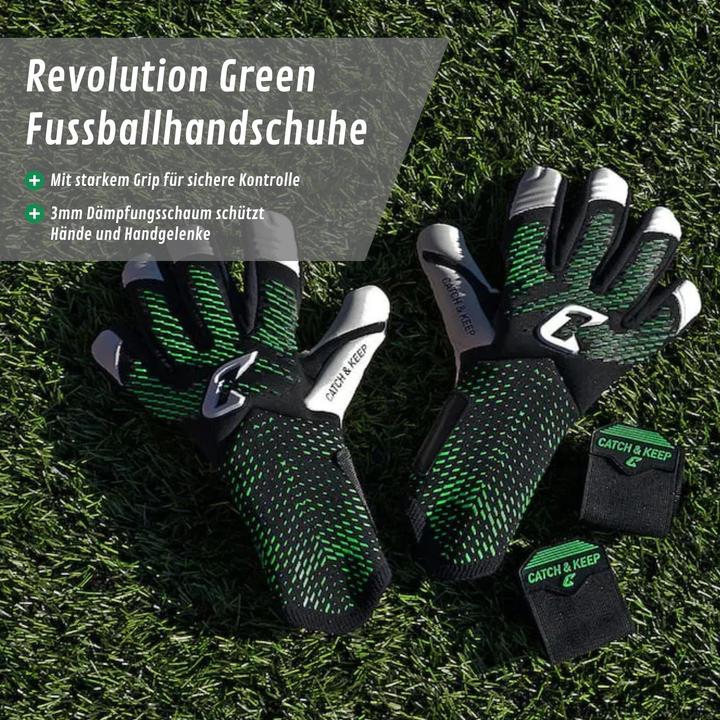Produktbild Catch & Keep Fussballhandschuhe Revolution Green Gr. 7 Torwart Goalie Handschuhe (7)