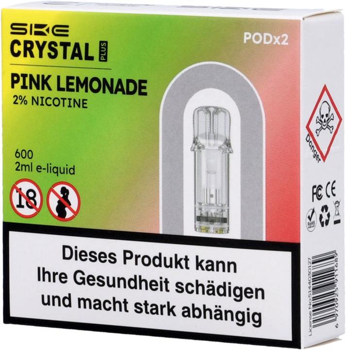Produktbild SKE Crystal Plus Pink Lemonade - E-Pod-Nachfüllung - 2 Stk. à 2 ml (Zitrone)