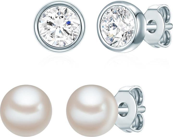 Rafaela Donata Damen Sterling Silber verziert mit Kristallen von Swarovski® Süsswasser-Zuchtperle silber - 12498 (Sterling Silber)