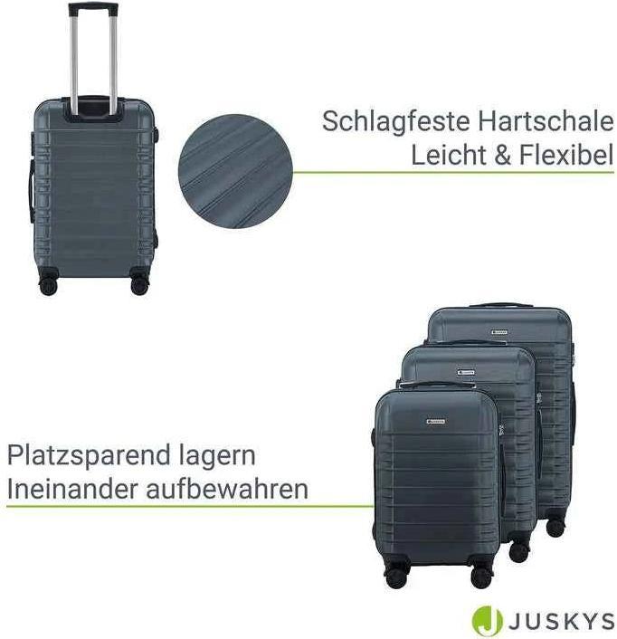 Produktbild Juskys 3-teilgies Hartschalen-Kofferset (120 l, M (50 - 90l), L (90 - 115l))