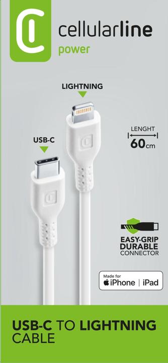 Actual product image Cellularline Power Cable 60cm - USB-C to Lightning (0.60 m, USB 3.2 Gen 1)