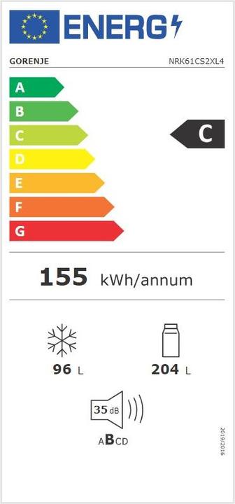 Energie-Label Gorenje NRK61CS2XL4 (300 l)