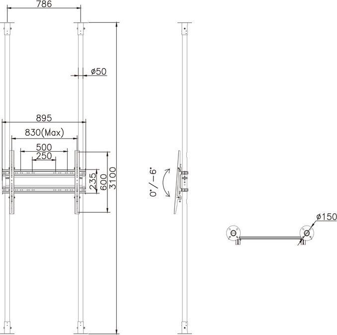 Actual product image Multibrackets Floor ceiling mount with dopper tube, VESA 200x