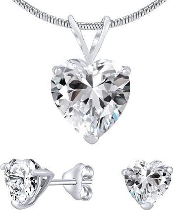 Produktbild Silvego Silberschmuck-Set mit klarem Kristallglas JJJHEART01 (Ohrringe, Anhänger)