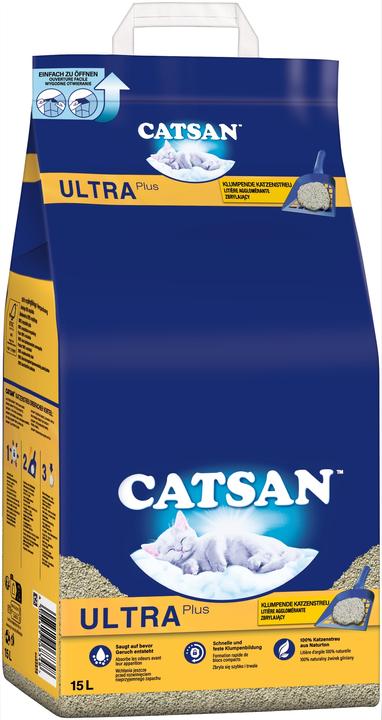 Catsan Ultra plus (Nicht staubend, Neutralisierend, Klumpend, Biologisch abbaubar, Schnell absorbierend, 14.80 kg)