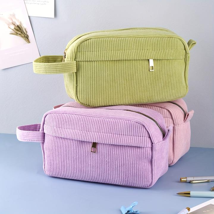 Produktbild Only-Bags.Store Geräumiges Cord-Federmäppchen - Langlebiger & stilvoller Schulbedarfsorganisator für Jugendliche