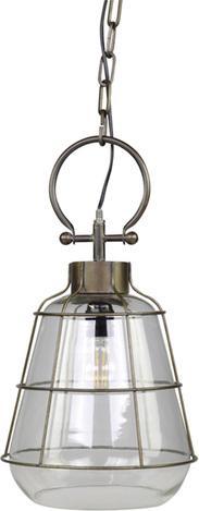 Chic Antique Factory Lamp, Glass and Metal, 27cm (E27)