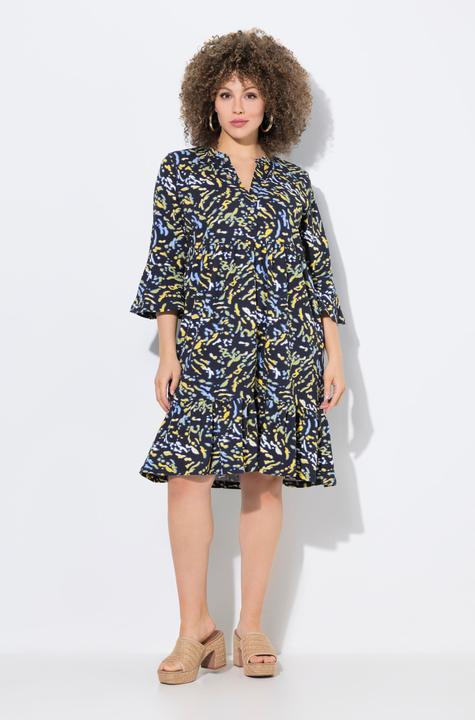 Produktbild Ulla Popken Jerseykleid, A-Linie, Tunika-Ausschnitt, 3/4-Arm (56)