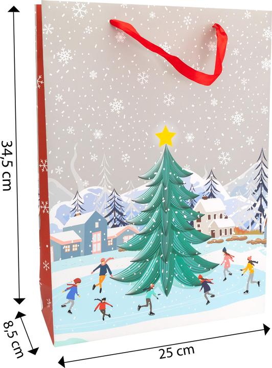Immagine prodotto Idena Sacchetto regalo scena invernale con albero di Natale multicolore 25x8,5,5x34,5cm (Borsa da regalo)
