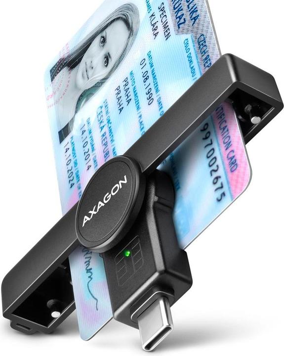 Actual product image Axagon CRE-SMPC USB-C Smart Card PocketReader (USB 2.0)