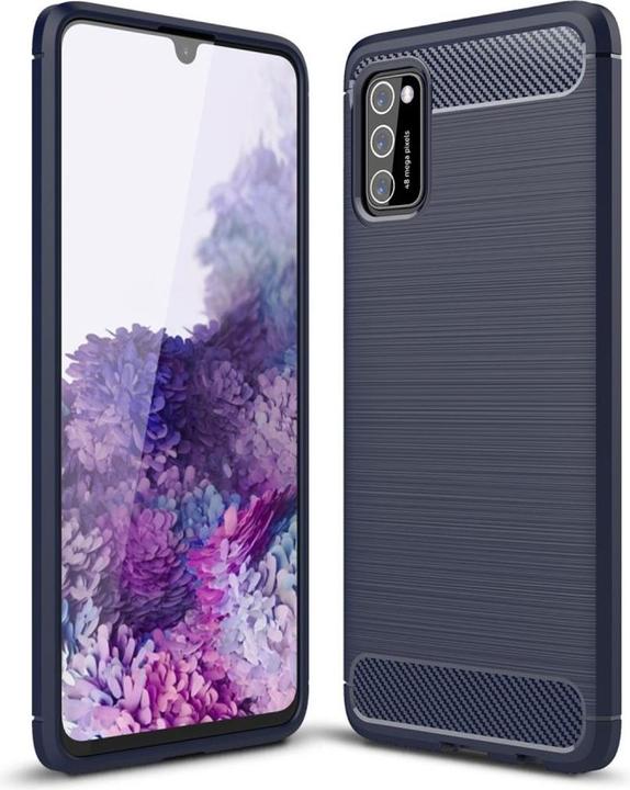 Produktbild König Design Hülle Handy Schutz für Samsung Galaxy A41 Case Cover Bumper Carbon Optik Blau (Samsung Galaxy A41)