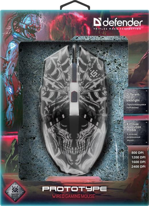 Actual product image Defender GM-670L Gaming Mouse Ambidextrous Optical 2400 DPI (Cable)