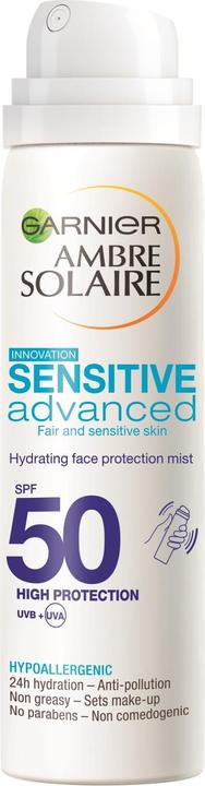 Actual product image Garnier Ambre Solaire - Sensitive Adv. Sun Protection Mist Face 75ml - SPF 50 (Sun spray, SPF 50, 75 ml)