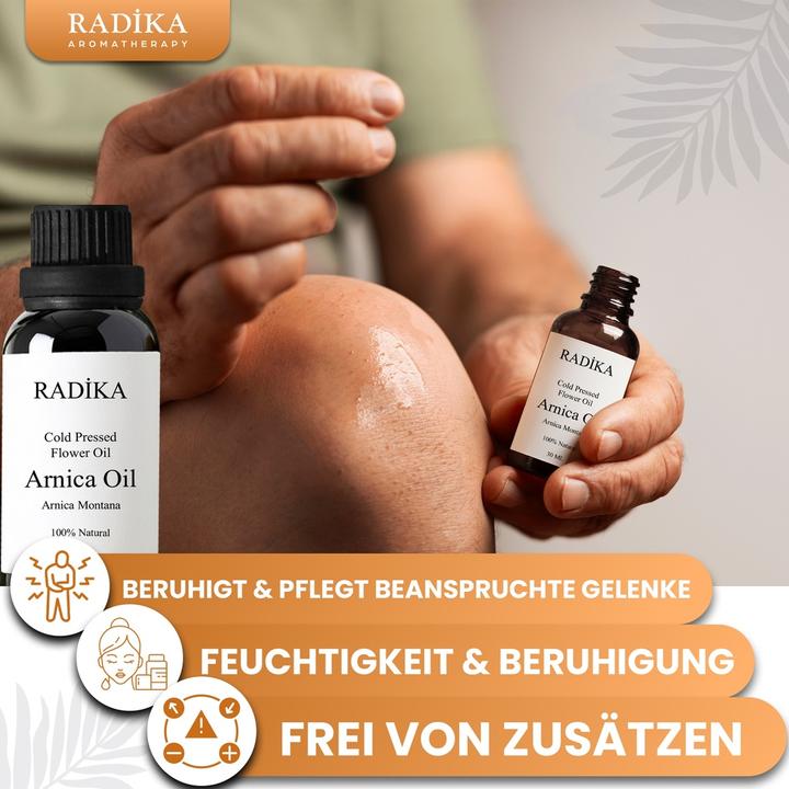 Produktbild Radika Arnikaöl, Kaltgepresst, 100% Rein, BIO, natürlich, 30 ml (Körperöl, 30 ml)