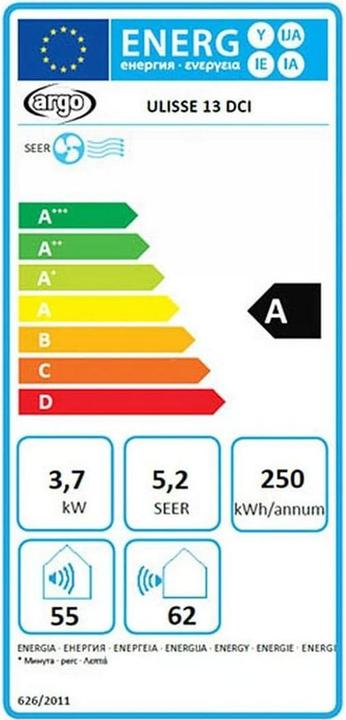 Energy Label Argo Ulisse 13 DCI Eco (40 m², 13500 BTU/h)