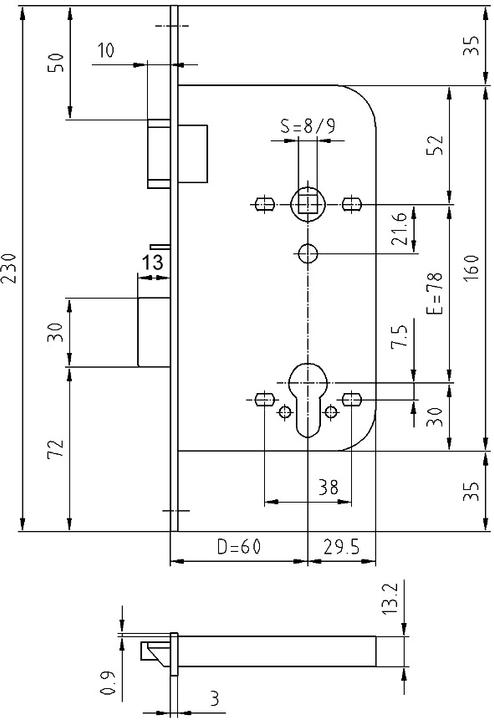 Actual product image Glutz Security mortise locks 1107
