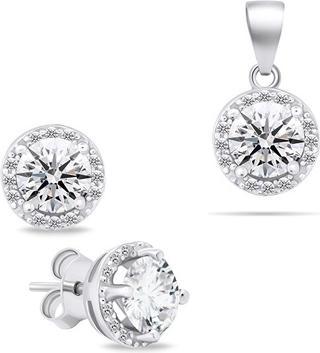 Immagine prodotto Brilio Set di gioielli in argento scintillante con zirconi SET230W (orecchini, ciondolo)