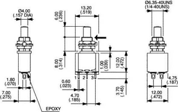 Actual product image APEM SPDT microswitch action pushbuttonswitch