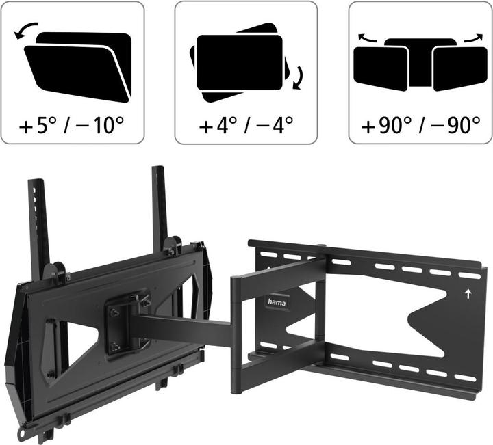 Produktbild Hama TV-Wandhalterung, schwenkbar, neigbar, Diebstahlschutz, 165 cm (65"), 40 kg (Wand, 65", 40 kg)