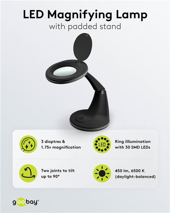 Actual product image Goobay LED stand magnifier lamp, 6 W, black