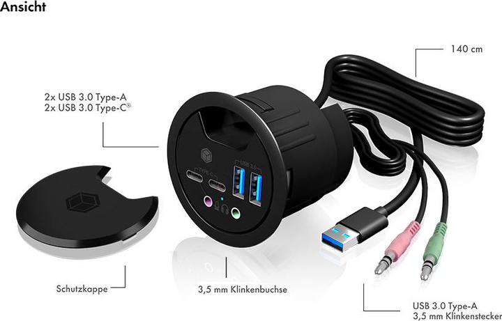 Productafbeelding Icy Box IB-HUB1403B (USB-A, 4 Havens)