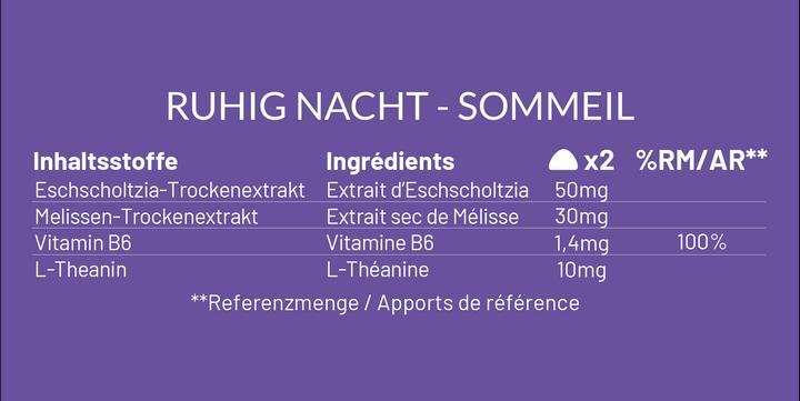Nutritional values and ingredients Mium Lab Vitamingummis Ruhige Nacht (42 Piece, Gummies, 140 g)