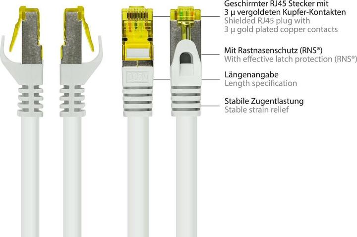 Produktbild Good Connections RJ45 Patchkabel mitCat.7 Rohkabel und Rastnasenschutz (RNS®), S/FTP, PiMF, halogenfrei, 600MHz, OFC (S/FTP, CAT7, 7.50 m)