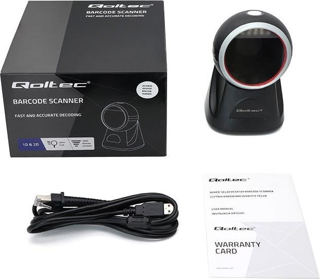 Actual product image Qoltec Desktop precision reader 1D barcode and QR scanner | 2D