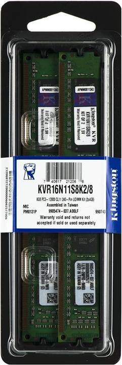 Immagine prodotto Kingston ValueRAM (2 x 4GB, 1600 MHz, DDR3-RAM, DIMM)