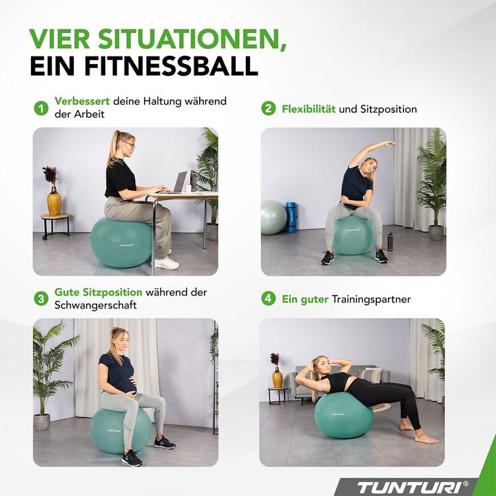 Image du produit Tunturi Gym Ball - Fitnessball reissfest ABS 90 cm Petrolblau (90 cm)
