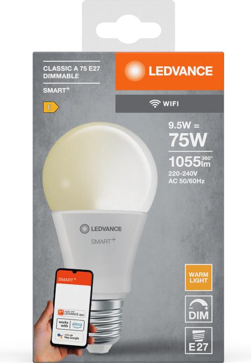 Immagine prodotto Ledvance Smart+ Wifi Classic (E27, 9.50 W, 1055 lm, 1 x, E)