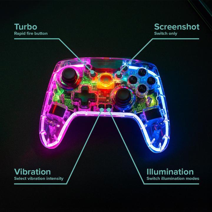 Immagine prodotto Speedlink RAIT NX RGB Gamepad - Wireless/Wired - for PC/Android/Switch OLED/Lite, clear transparent (PC)