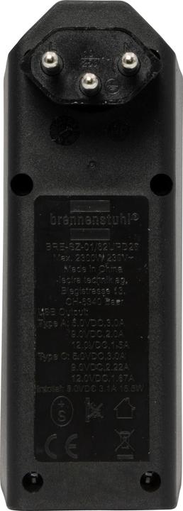 Actual product image Brennenstuhl cleverLINE branch plug 2-fold black with 1x USB type-A and 1x USB type-C PD connection (max. 18W) (Type 13, USB-A, USB-C, 2 x)