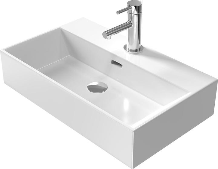 Actual product image Emke Countertop Washbasin, Ceramic, Wall-mounted/Countertop, Glossy White, with Tap Hole, 600x360x130mm (360 mm, 600 mm)
