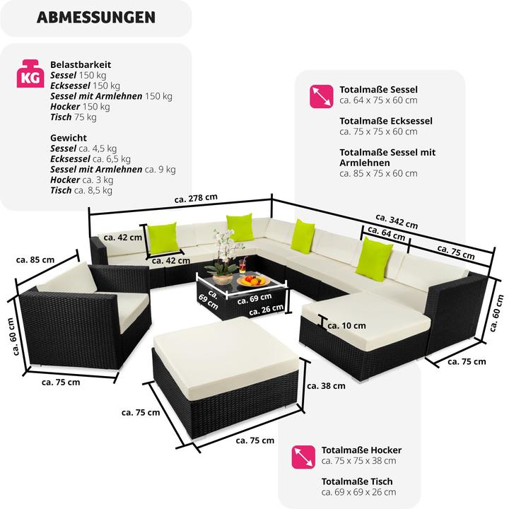 Produktbild tectake Rattan Lounge