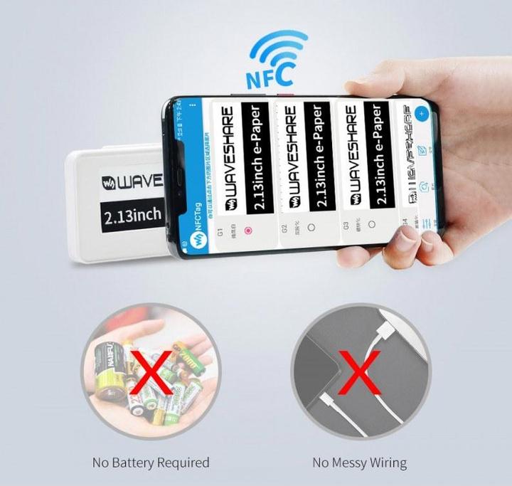Produktbild WaveShare 2.13inch passives NFC betriebenes e-Ink / e-Papier Display