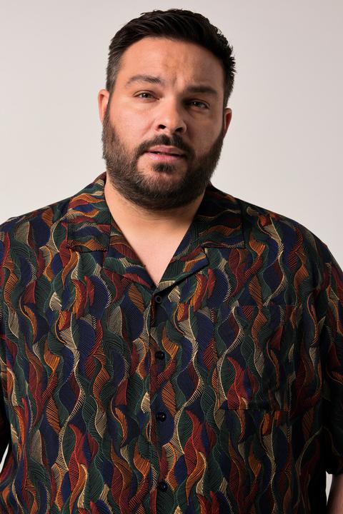 Produktbild Men+ Viskose-Hemd, Halbarm, Alloverprint, Cubakragen, Cuba Fit (8XL)