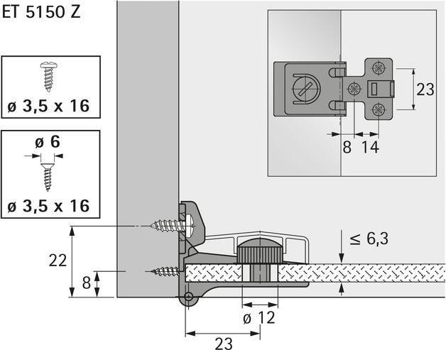 Productafbeelding Hettich Glasdeurscharnieren ET 5150 Z