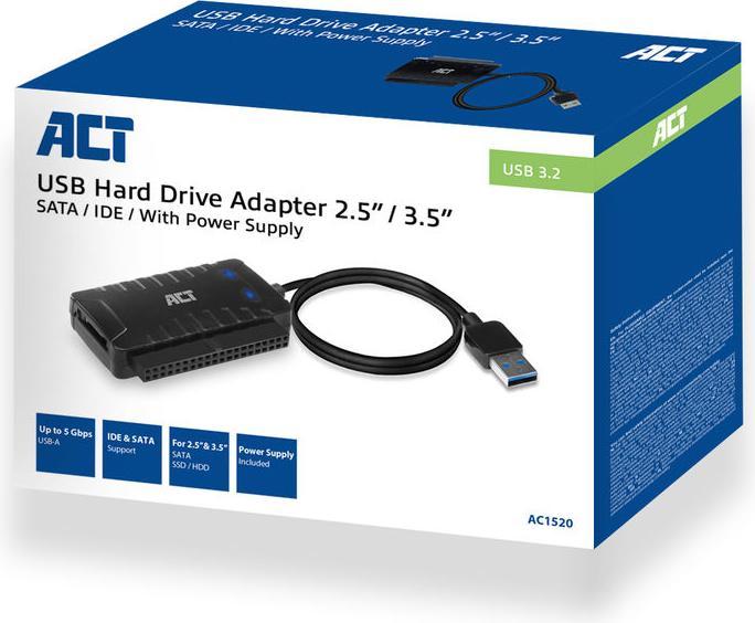 Produktbild USB adapter cable to 2.5" and 3.5" SATA/IDE, with power supply (3.5", 2.5")
