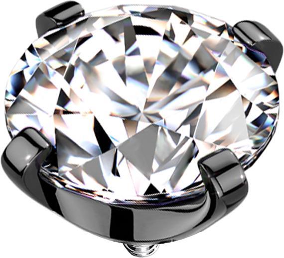 Actual product image Star Piercing Dermal Anchor schwarz Kristall silber gefasst (without brass, Titanium G23)
